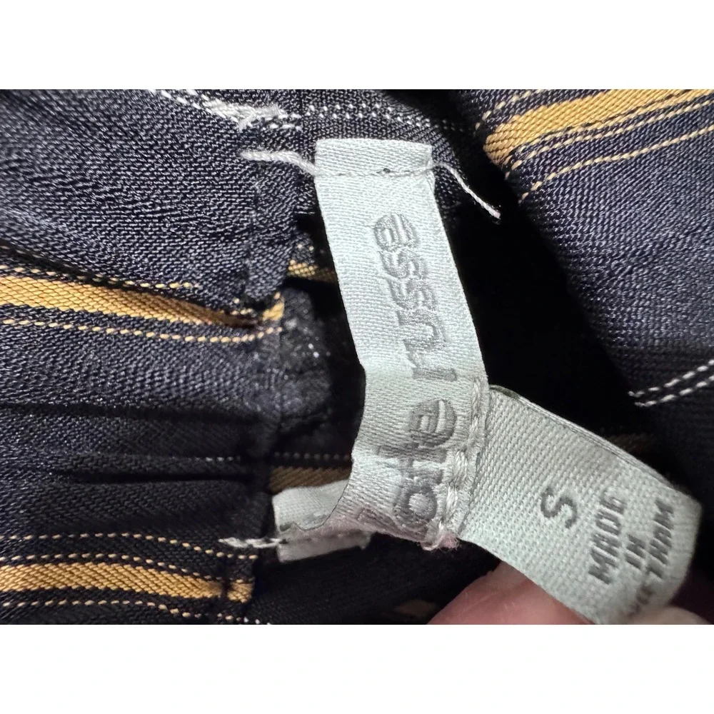Charlotte Russe Striped Paperbag Waist Pants Black Gold White Small Tapered Leg